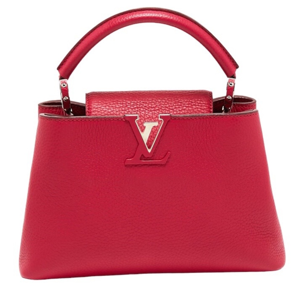 LOUIS VUITTON CAPUCINES TOP HANDLE TWO-WAY BAG IN TAURILLON LEATHER RED